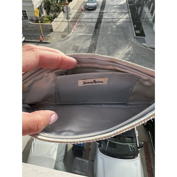 Vintage1970/80s Neiman Marcus mirrored silver chainmail clutch rhinestones glam - Picture 4 of 14